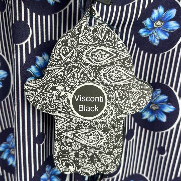 Luchiano Visconti Floral Stripe Print Button Front Dress Shirt Mens Size Small - Picture 5 of 7